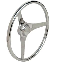 Stainless Steel Flat 3-Spoke Boat Steering Wheel 15.5